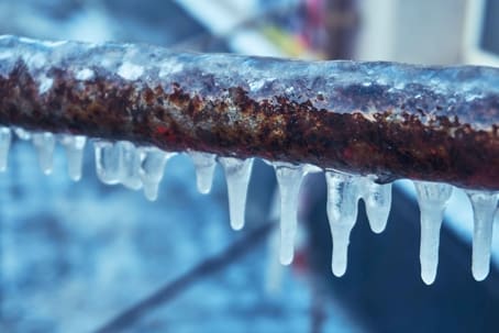 A frozen metal pipe